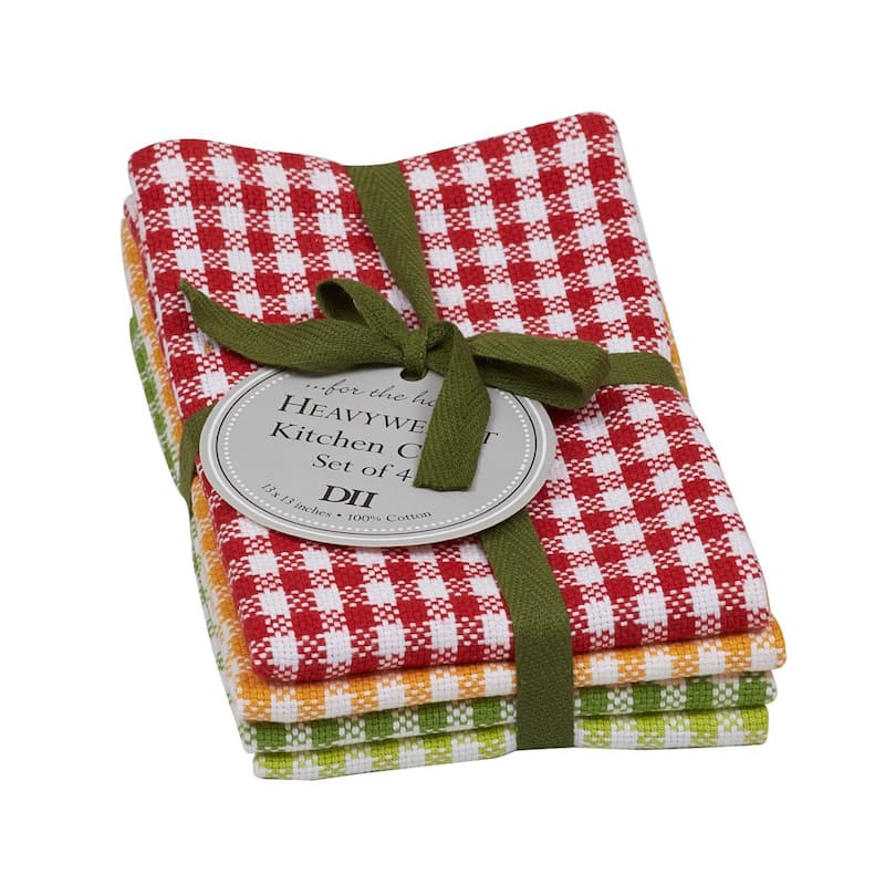 DII Pea Patch Check Heavyweight Dishcloth (Set of 4)