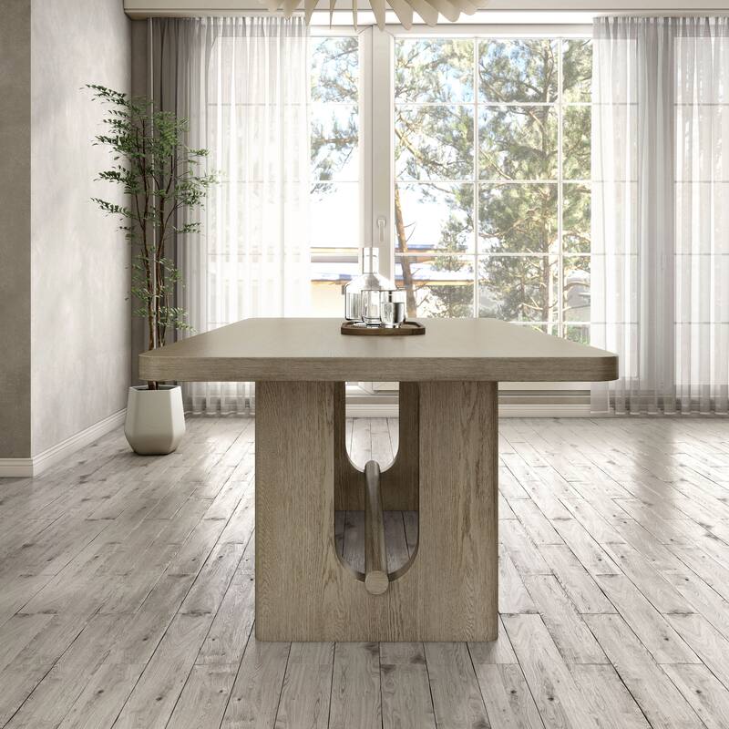 Furniture of America Piez Modern 83-inch Wood Dining Table with Trestle Base