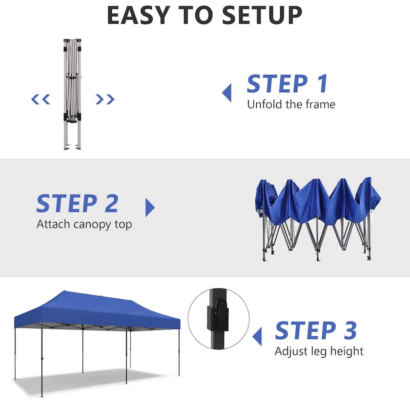 Ainfox 10x20 Heavy Duty Pop up Canopy Tent,Outdoor Shade Instant Folding Event Gazebo with Wheeled Bag