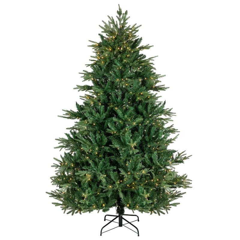 9' Juniper Pine Artificial Christmas Tree, Warm White LED Lights - 9 Foot