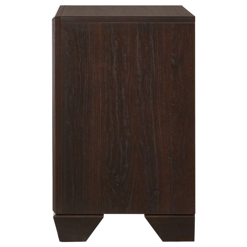Dark Cocoa 2-Drawer Rectangular Nightstand with Wood Grain Finish