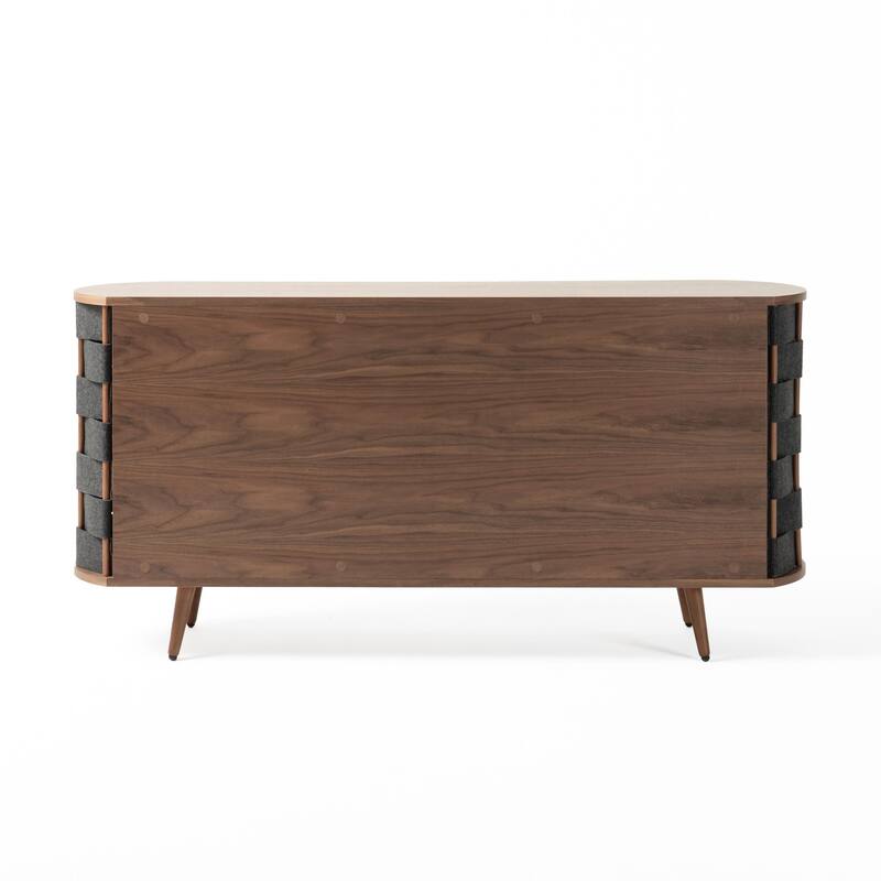 Modrest Sheridan Mid-Century Modern Grey Fabric & Walnut Buffet