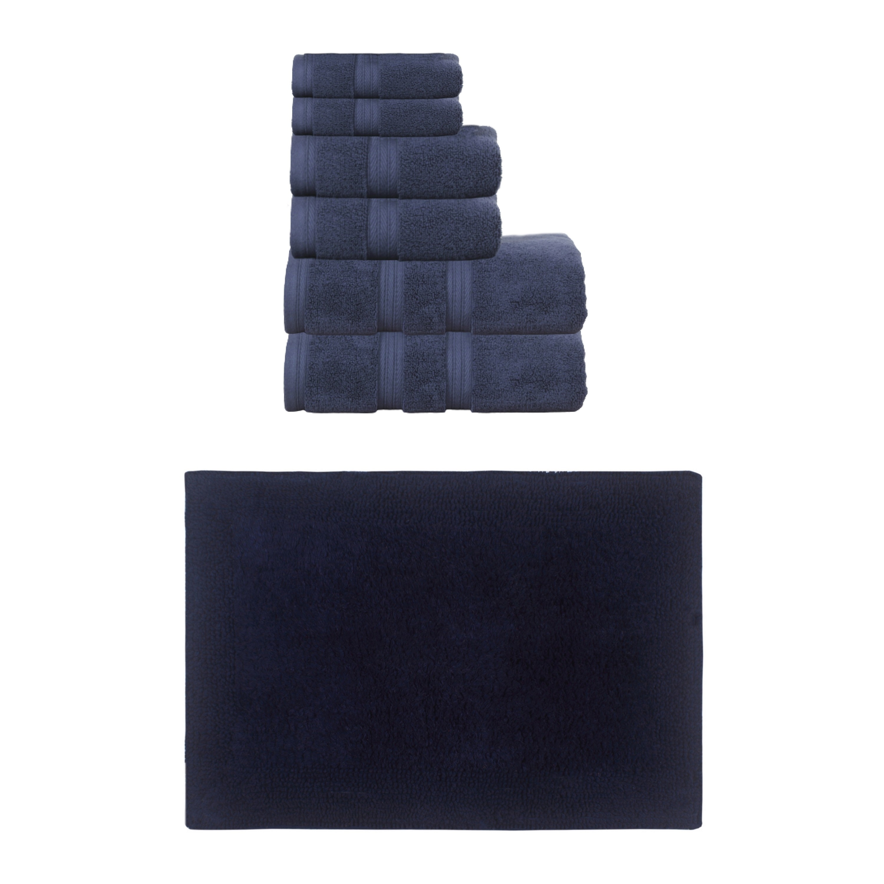 Home Weavers Luxury Collection 100% Soft Cotton 6 Pc Towel Set & 1 Pc 21x34" Bath Rug, Machine Wash & Non Slip (Set of 7)