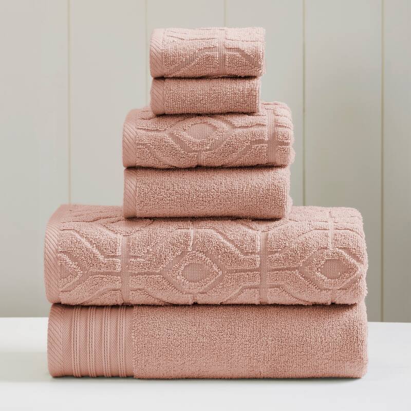 Modern Threads 6-Piece Yarn Dyed Diamond Gate Jacquard Towel Set