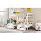 preview thumbnail 4 of 18, Wood Triple Bunk Bed with Drawers and Guardrails,White
