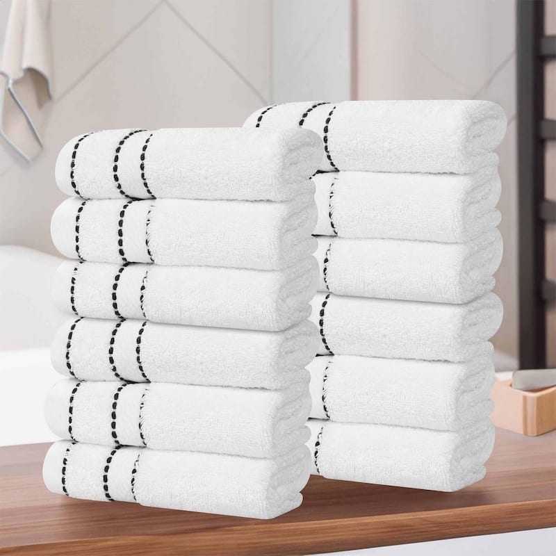 Superior Niles Cotton Ultra-Plush Absorbent Face Towel/Washcloths, Set of 12