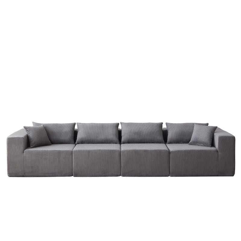 104" Corduroy Modular L-Shaped Sectional Sofa with 4-Piece Free Combination, Foam-Filled Cushions