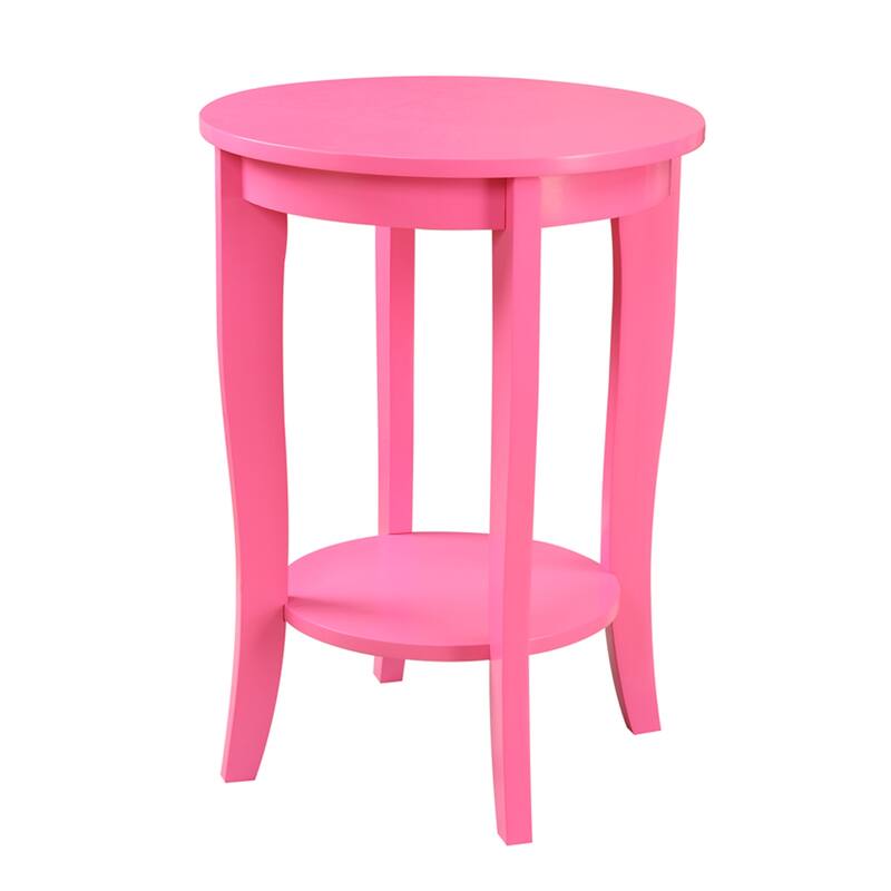 Round End Table - Modern Side Table with Storage Shelf, 24" Height - White Finish - 24