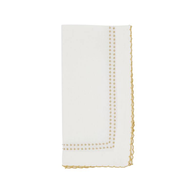 Table Napkins With Embroidered Border Design (Set of 4) - 18"x18"