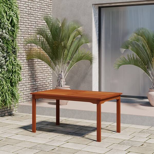 slide 1 of 6, Amazonia Curry Outdoor Patio Dining Wood Table Brown