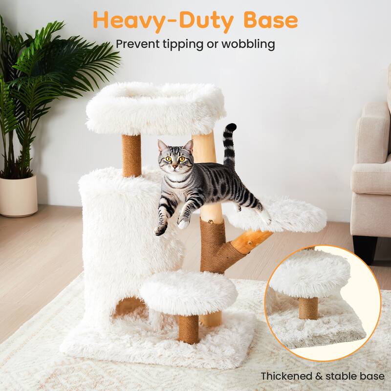 35-Inch Cat Tree with Sisal Posts, Dual Condos & Removable Cushions,White