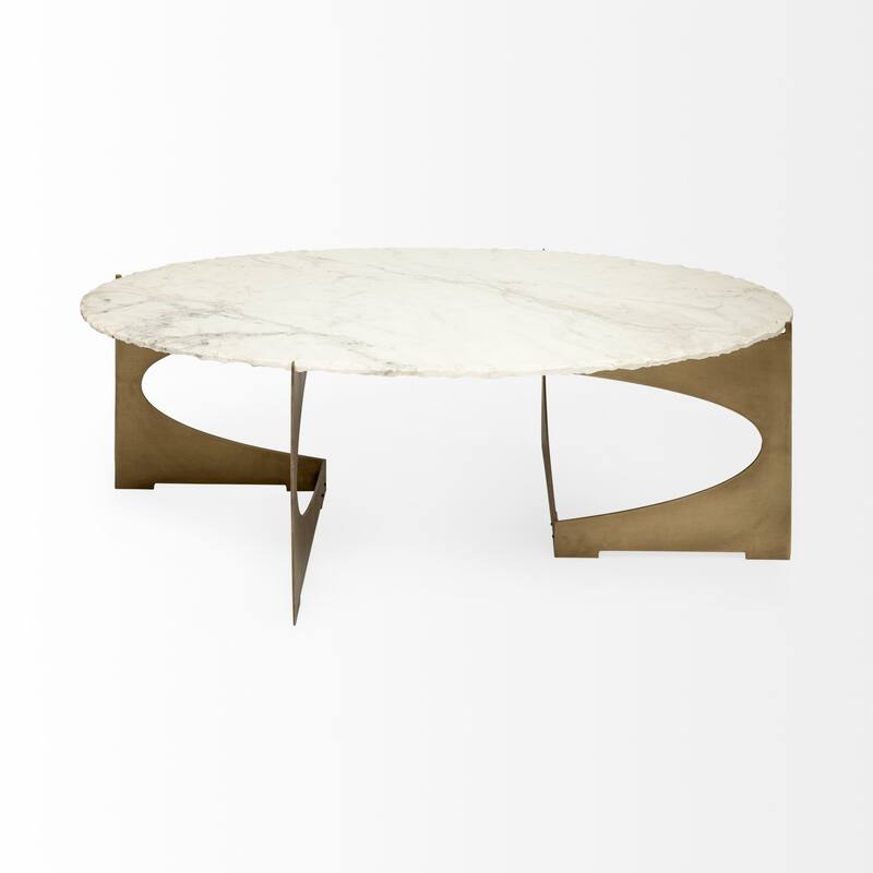 Reinhold Round Marble Top w/ Metal Base Coffee Table