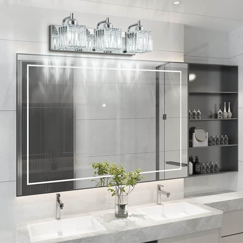 Dimmable Square Bathroom Crystal Vanity Light Wall Sconces