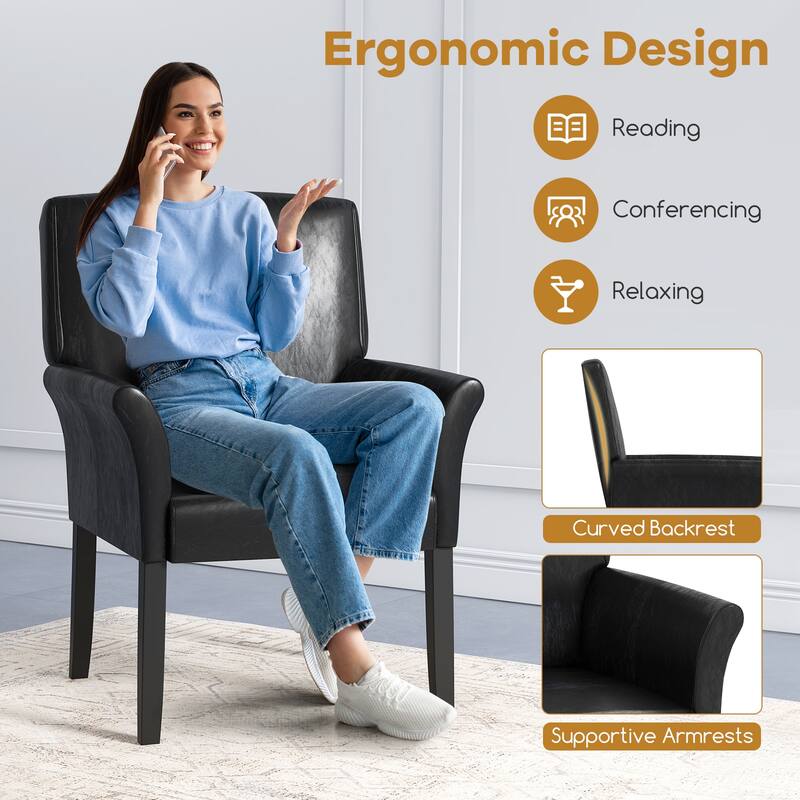 Costway Executive PU Leather Guest Chair Reception Side Arm Chair - See Details