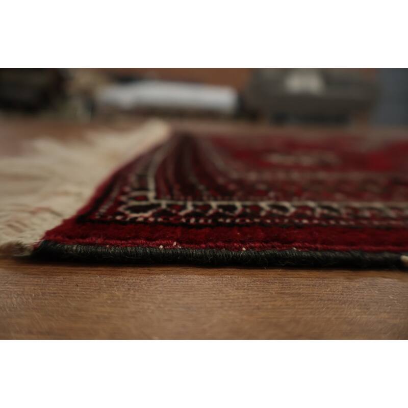 Hand Knotted Oriental 100% Wool Carpet Traditional Tribal Red Bokhara Area Rug - 3' 9'' X 3' 3''