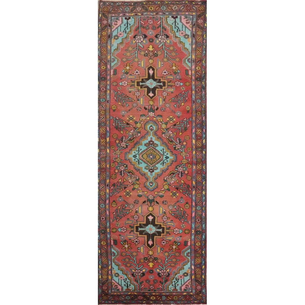 Hand Knotted Oriental 100% Wool Carpet Traditional Floral Oranges & Rust Lilian Runner Rug - 10' 6'' X 3' 5''