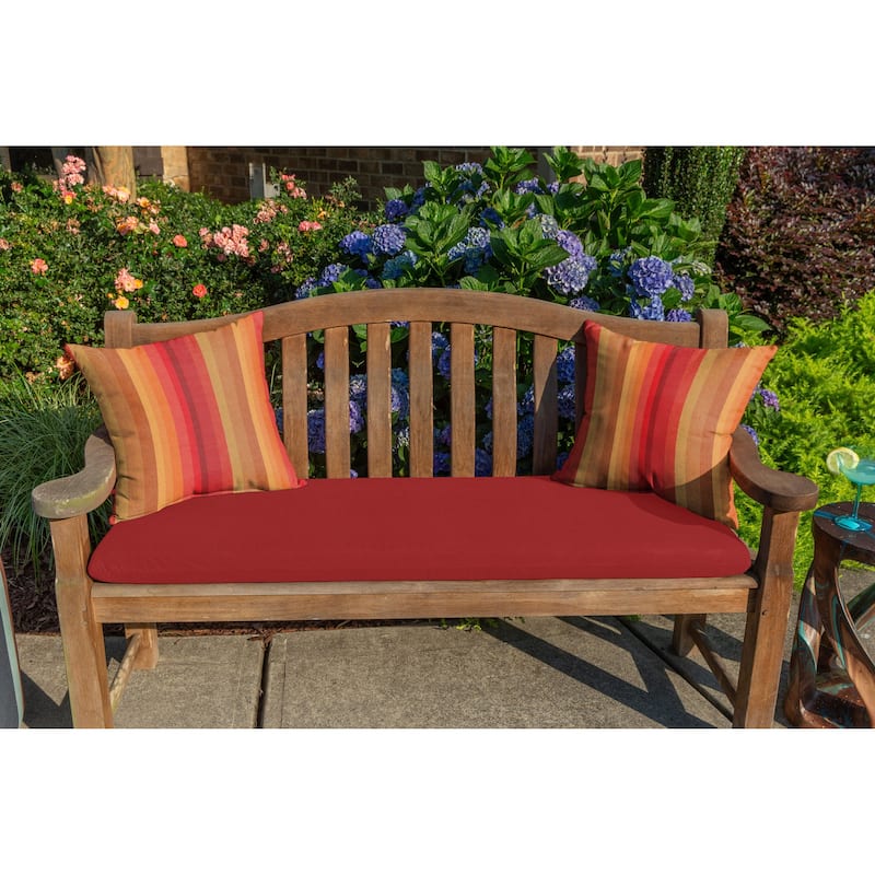 Sunbrella® Solid Fabric 1-Piece Indoor/Outdoor Bench Cushion, 48"W x 18"L, Canvas Navy - 48"W x 18"L