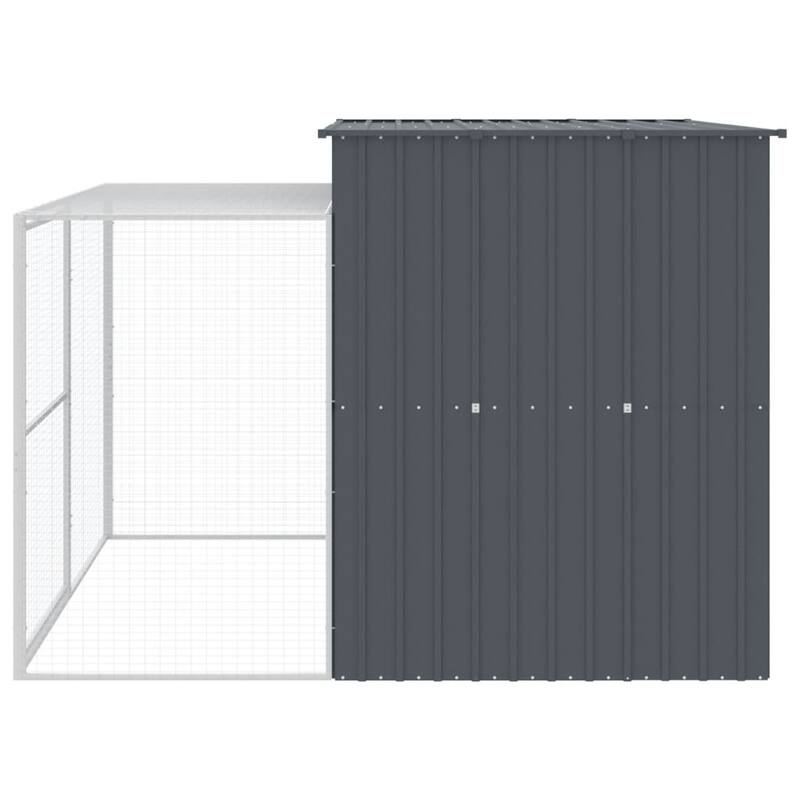 vidaXL Dog House with Run Light Gray/Anthracite multisize Galvanized Steel