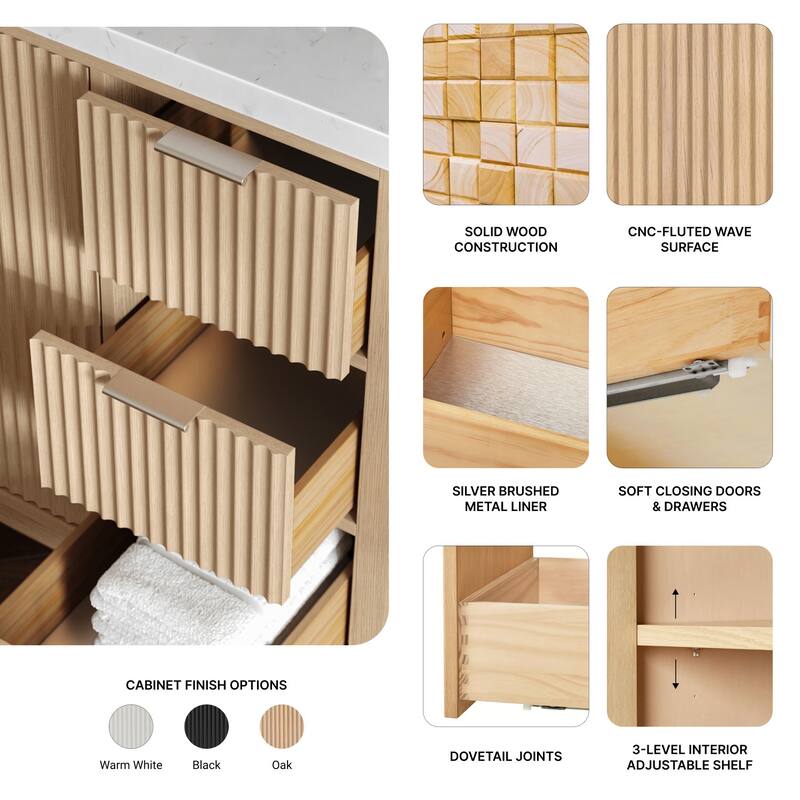 Ariel P54-BC Milan 54" Single Free Standing Vanity Cabinet Only