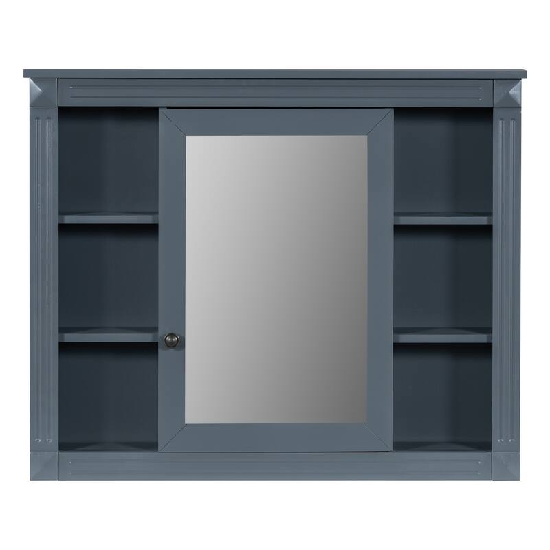 36'' Bathroom Vanity with Top Sink, Freestanding Vanity Set with Mirror Cabinet
