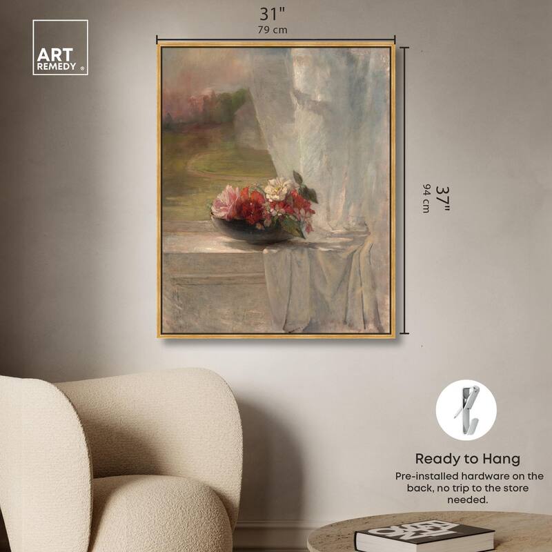 Flowers on a Window Ledge 1861 Canvas by Art Remedy