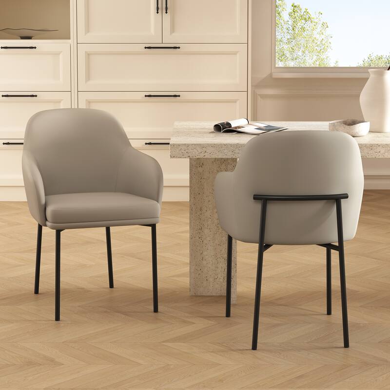 Manhattan Comfort Loft Vegan Leather Metal Armchair - Set of 2