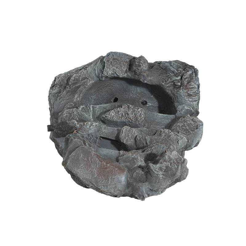 Roomfitters 21-Inch 4-Tiered Concrete Rock Waterfall Fountain with LED Lights, Natural Faux-Stone Cascading Water Feature, Gray