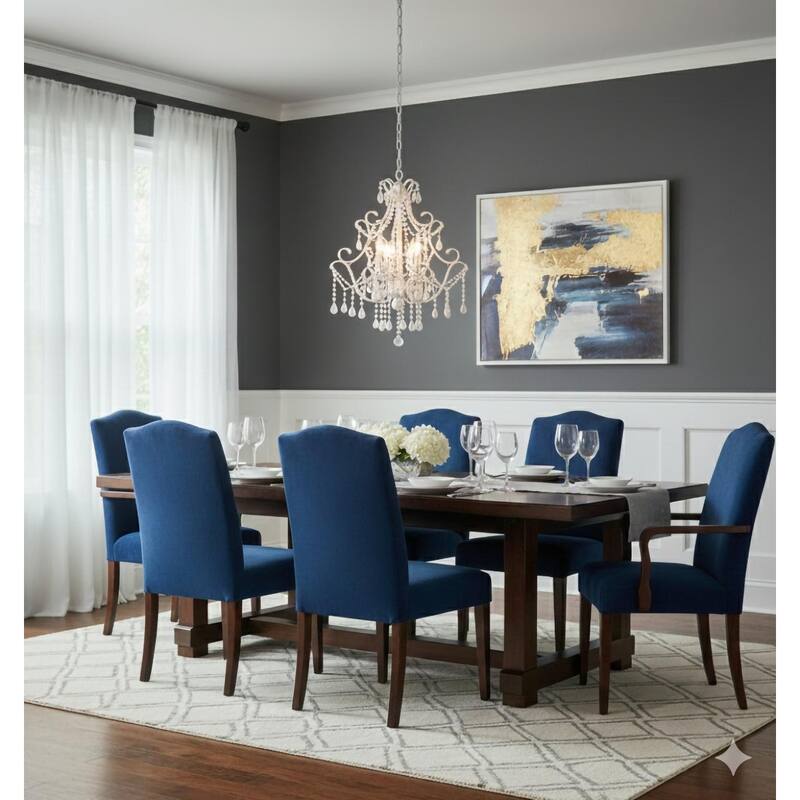 5-Light White Chandelier With White Crystals