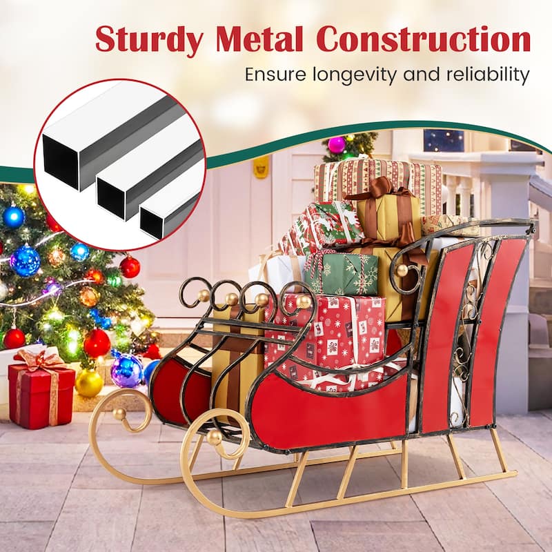 Gymax 23''Christmas Santa Sleigh w/ 2-Tier Storage Shelf Christmas - See Details