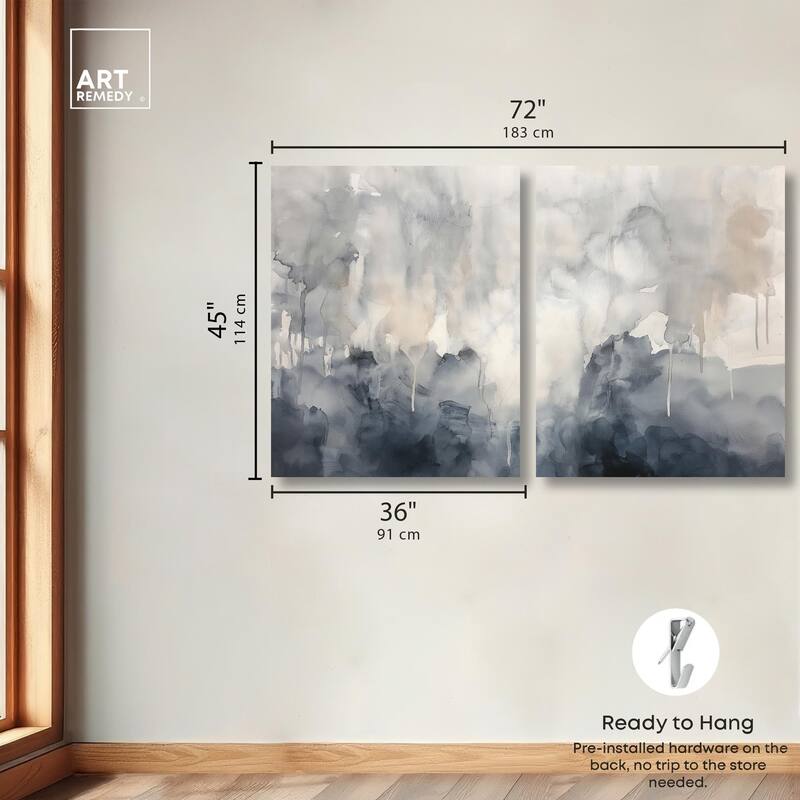 Muted Ocean Hues Canvas Set of 2 by Art Remedy, Gallery Wrapped