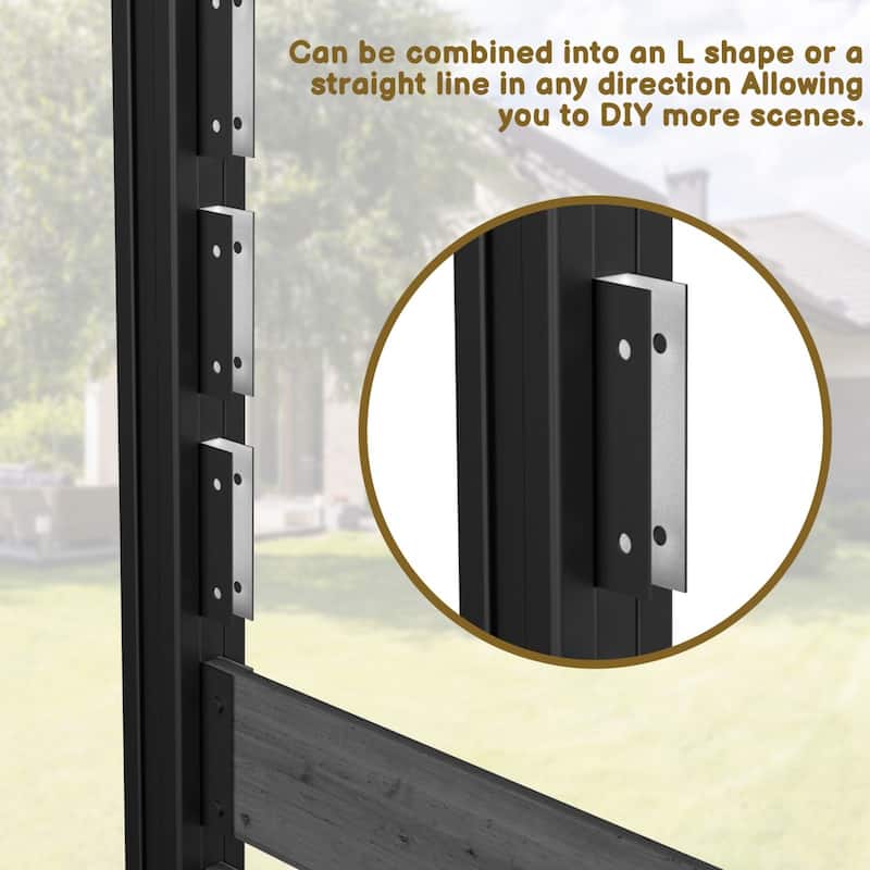 VEIKOUS 2 Pannel Versatile Outdoor Privacy Panels, Aluminum and Wooden Fence Panels for Garden - 78''×68.9''