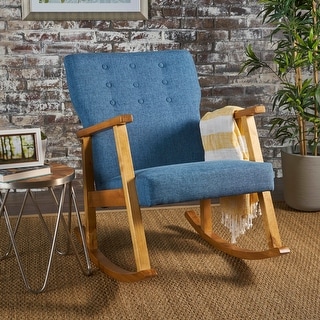 Blue Fabric Upholstered Rocking Chair Soft Modern Accent Rocker ...