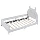 preview thumbnail 4 of 4, Twin Size Upholstered Daybed with OX Horn Shaped Headboard, Kids Bedroom Wooden Platform Bed Frame No Box Spring Needed