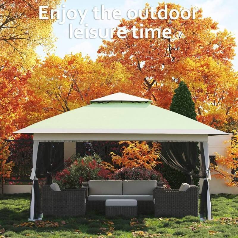 13X13 FT Patio Pop Up Canopy, Portable Folding Shed for Camping Party Wedding - 13x13 FT