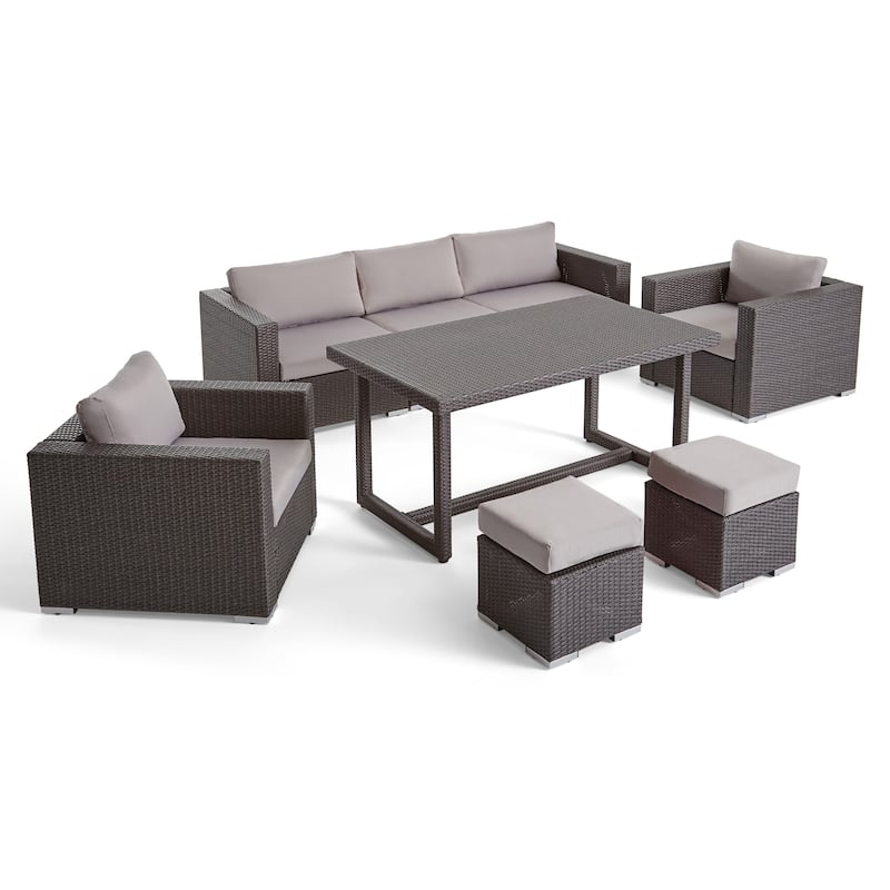 Santa Rosa PE Wicker/ Aluminum Outdoor 7-Seat Sofa Dining Set by Christopher Knight Home
