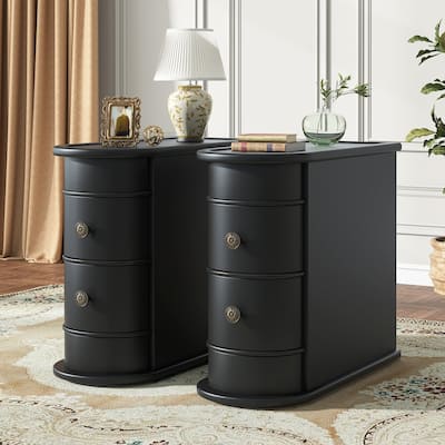 Wood End Table, Slim Sofa Side Table with Storage