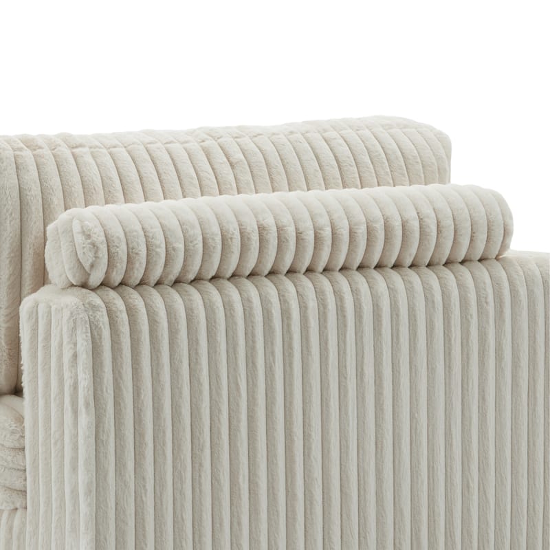 42" W Plush Corduroy Upholstered Chaise Lounge Sleeper for Living