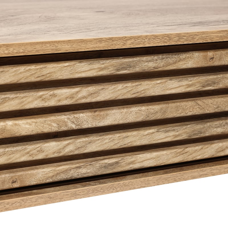 Mid-Century Modern Rectangular Coffee Table with Storage and Solid Wood Legs - 16.3" H x 46.9" W x 23.2" D