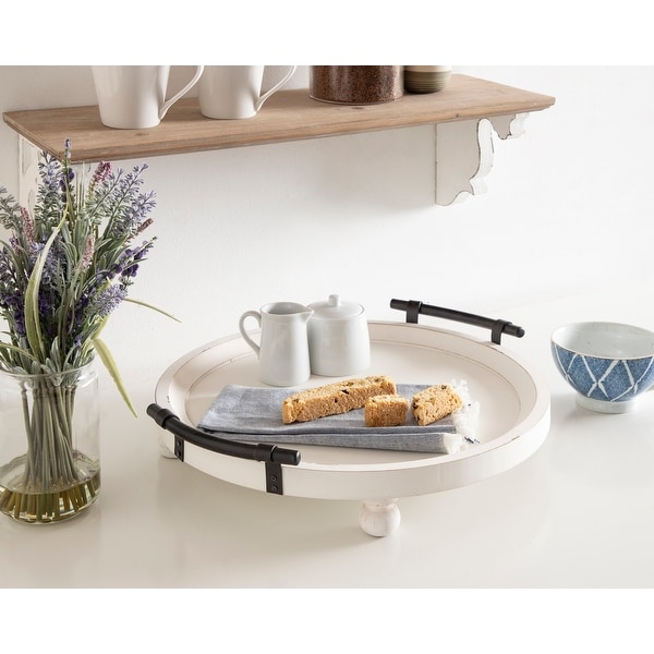 Kate and Laurel Bruillet Rustic Round Wooden Footed Serving Tray. Opens flyout.