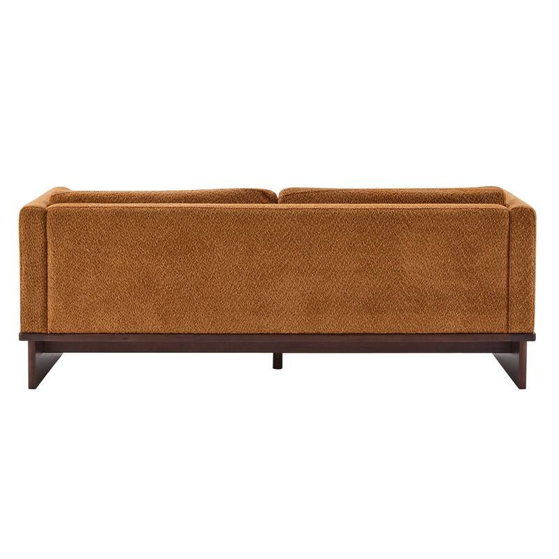 77 inch Square Arm Modern 3 Seater Boucle Sofa Upholstered Couch with Solid Wood Base
