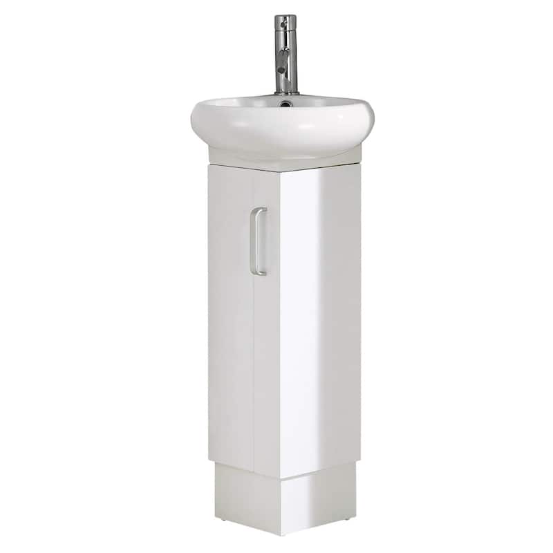 Fine Fixtures Milan Wood White Small Corner Bathroom Vanity