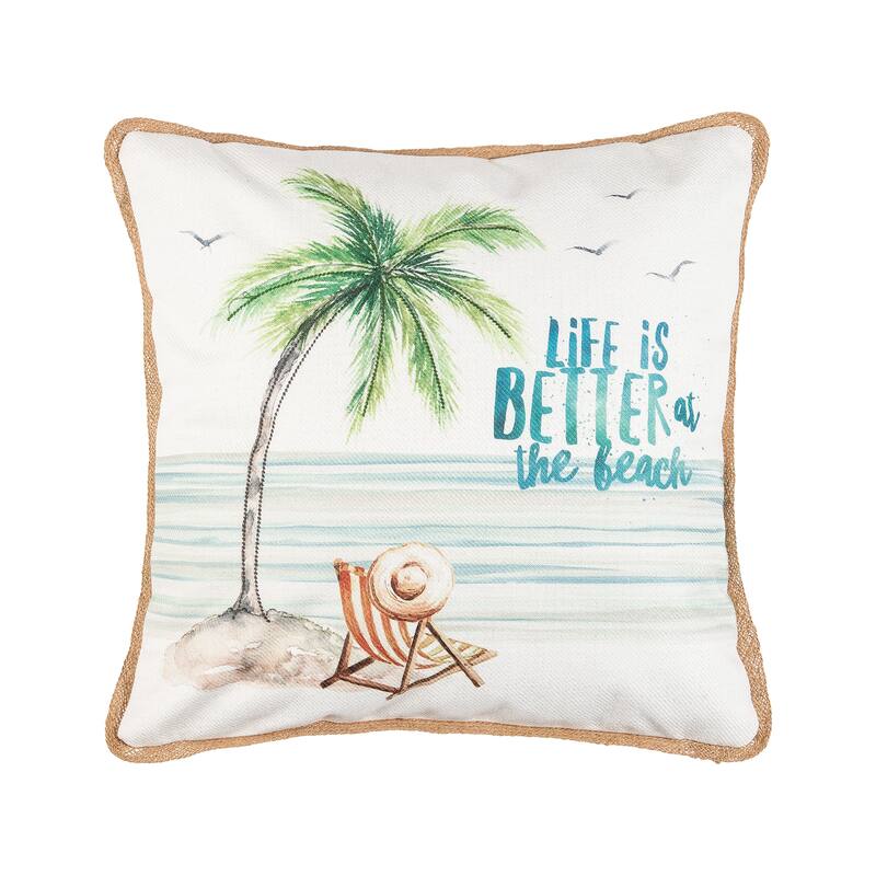 18" x 18" Life Is Better At The Beach Embroidered Throw Pillow