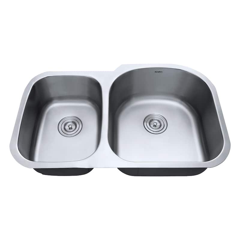 Ruvati 34-inch Undermount 40/60 Double Bowl 16 Gauge Stainless Steel Kitchen Sink - RVM4605 - 33-5/8″ x 20-1/2″