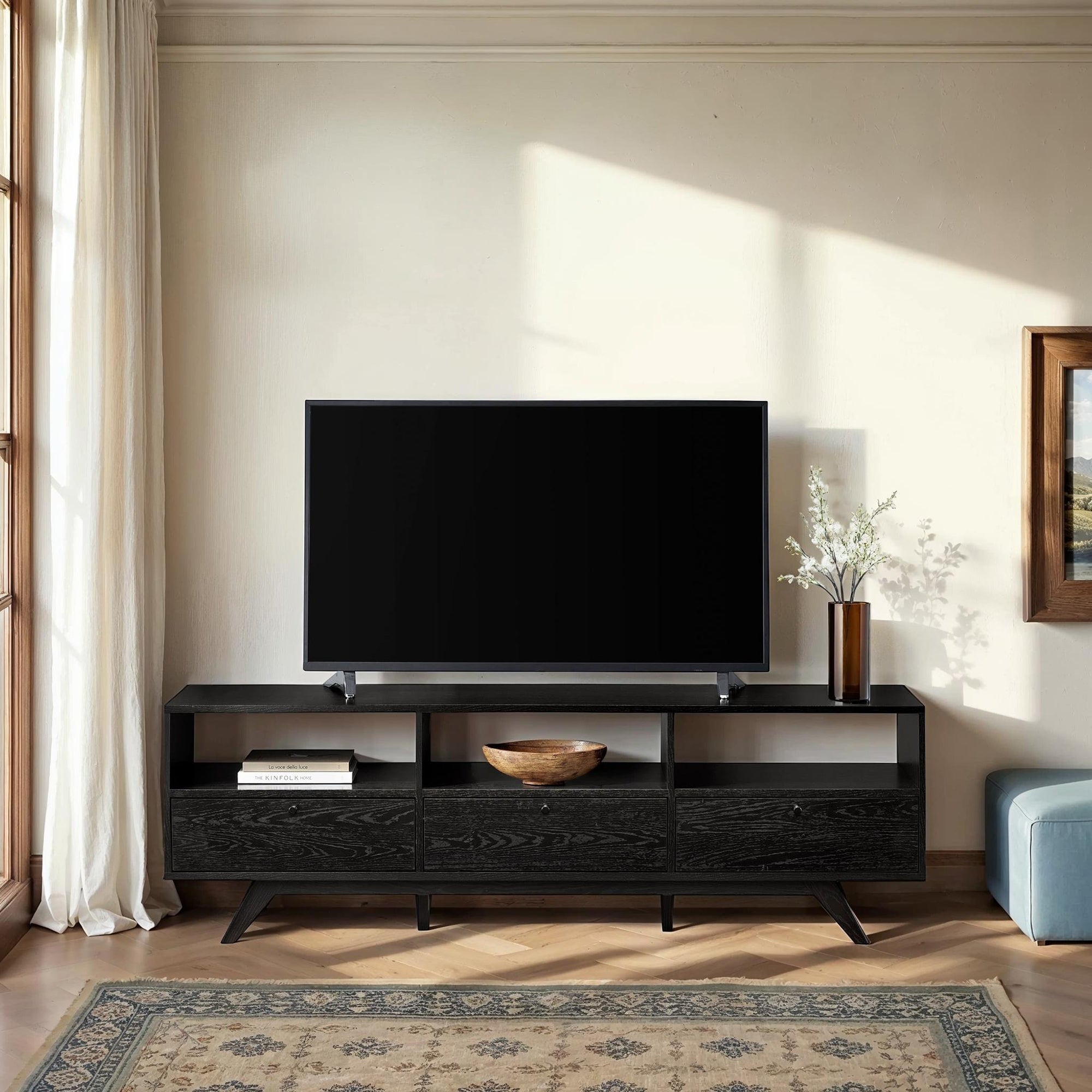 Walker Edison Modern Drop-Down Drawer TV Stand