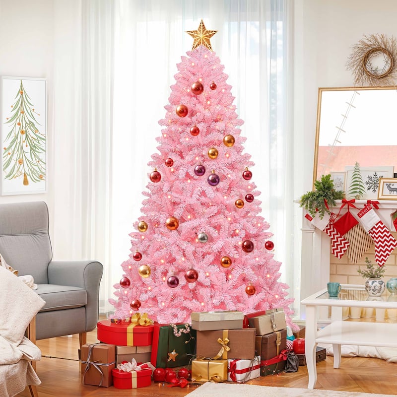 6/7.5 Ft Pink Spruce Artificial Christmas Tree