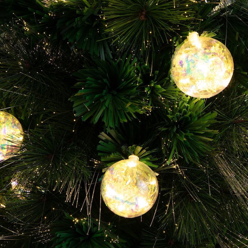 4' Pre-Lit Fiber Optic Artificial Christmas Tree with Ornaments, Warm White LED Lights