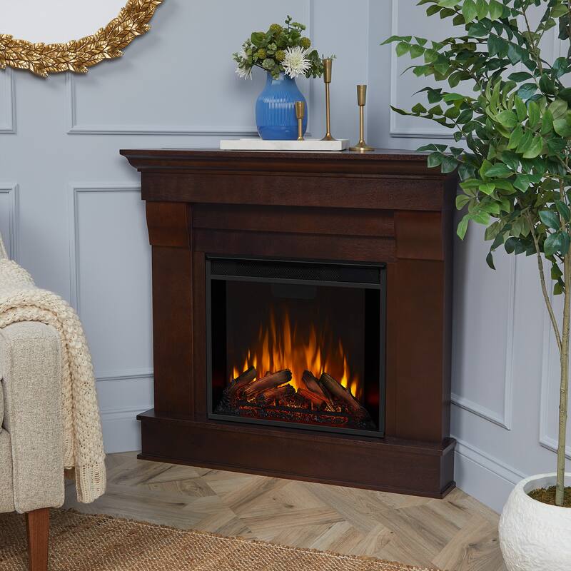 Chateau 41" Dark Walnut Corner Electric Fireplace by Real Flame