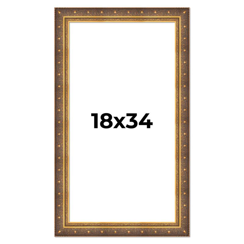 18x34 Frame Vintage Gold Solid Wood Picture Frame | 2.5 Inch Moulding