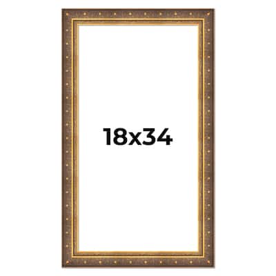 18x34 Frame Vintage Gold Solid Wood Picture Frame | 2.5 Inch Moulding