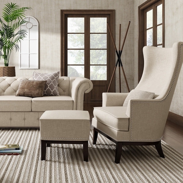 Capella Highback Wing Lounge Chair with Footstool by iNSPIRE Q Artisan